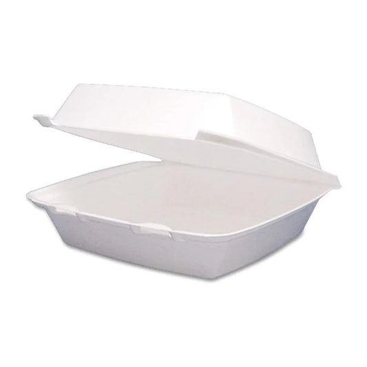 CONTAINER TO GO  8" 1 COMPARMENT - Sunny Pack 8" x 8" White Foam Hinged Container