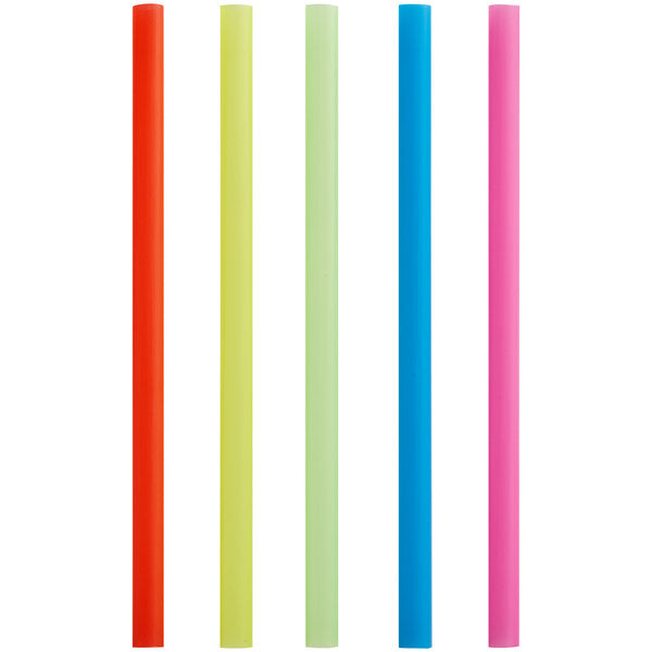 8 1/2" Colossal Neon Unwrapped Straw 500/cs - Choice 8 1/2" Colossal Neon Unwrapped Straw
