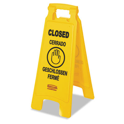 Rubbermaid "Closed" Sign MULTIL - Rubbermaid® Commercial
Multilingual "Closed" Sign, 2-Sided, 11 x 12 x 25, Yellow