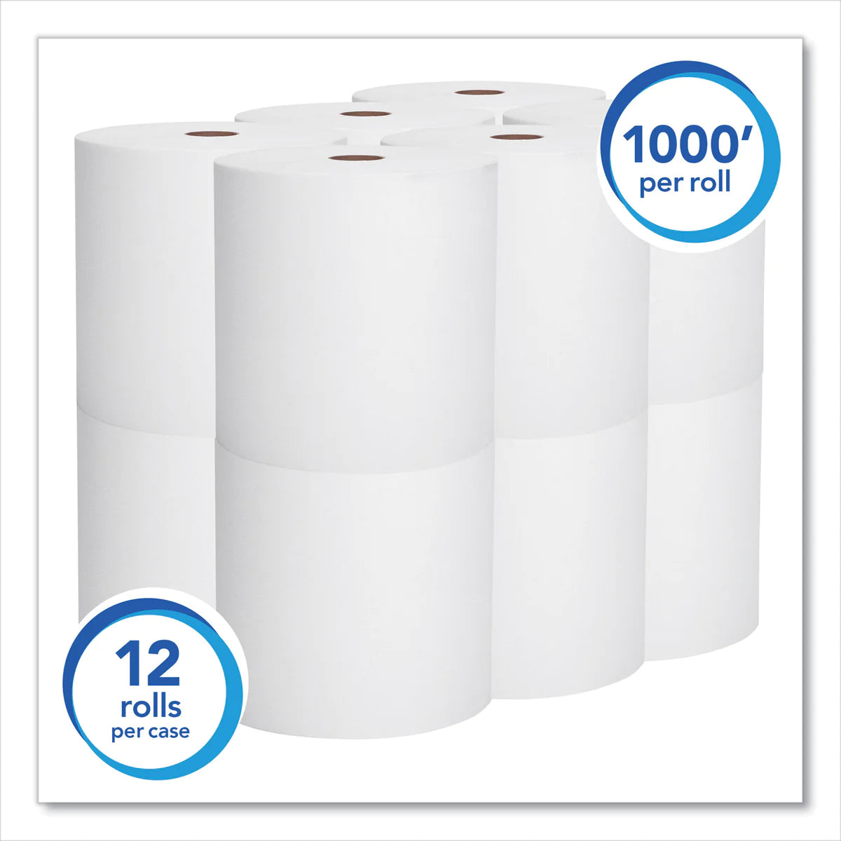8 X 1000 SCOTT WHITE KCC01000 - Scott® Essential High Capacity Hard Roll Towels for Business, Absorbency Pockets, 1-Ply, 8" x 1,000 ft, 1.5" Core, White,12 Rolls/CT