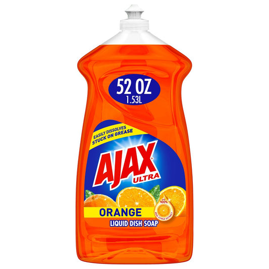 Dish Detergent, Liquid, Antibacterial, Orange, 52 oz, Bottle - Ajax Orange Ultra Triple Action Dishwashing Liquid Dish Soap 52 Oz.