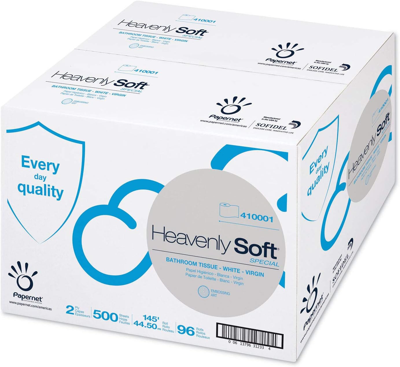 Heavenly Soft 500 2 ply 96/R - Sofidel Papernet 410001 Single Bathroom Tissue, 2 Ply, 96 Rolls